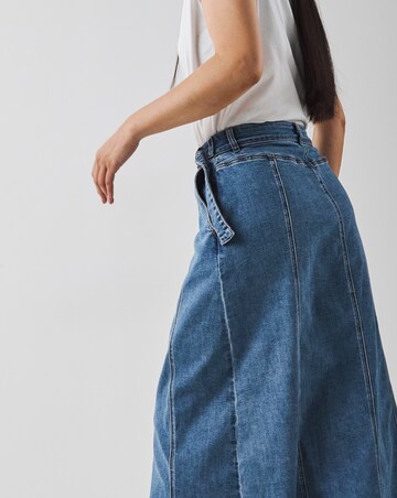 Light Blue Wrap Midi Denim Skirt