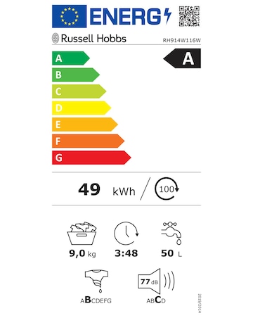Russell Hobbs RH914W116W 9kg, 1400rpm, Washing Machine - White