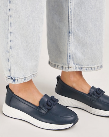 Heavenly Soles Carol Leather Sporty Loafers Extra Wide EEE Fit