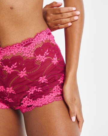 Pretty Secrets (2 Pack) Grace Lace Short Brief Knickers Raspberry/Navy