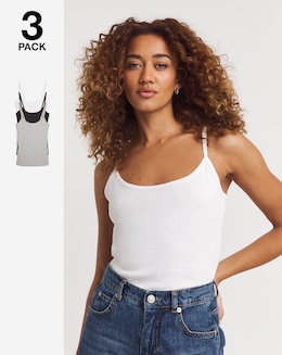 Black White &amp; Grey 3 Pack Cami Vest