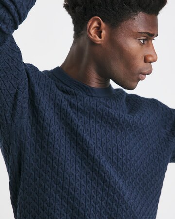 Navy Soft Touch Cable Crew Neck Jumper