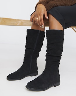 Pebble Knee High Ruched Boots - Extra Wide Fit (EEE) &amp; Super Curvy Calf
