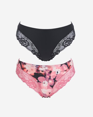 Pretty Secrets (2 Pack) Adrianne Midi Brief Knickers Floral/Black