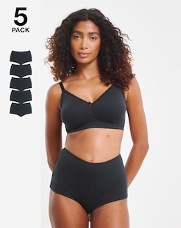 Pretty Secrets (5 Pack) Cotton Boy Short Knickers Black