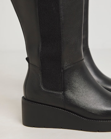 Mars Wedge Knee High Leather Chelsea Boot - Extra Wide Fit (EEE) & Super Curvy
