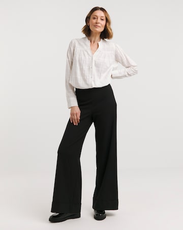 Textured Check Collarless Blouse