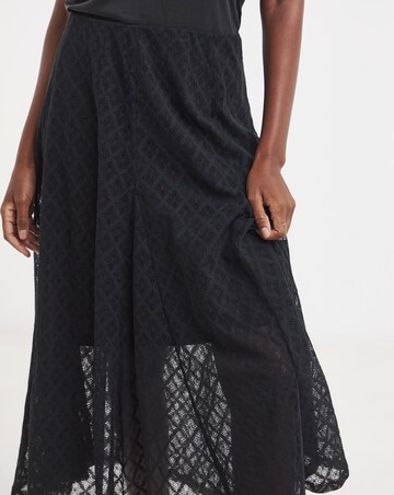 Black Lace Godet Skirt