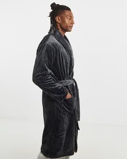 Striped Fleece Dressing Gown