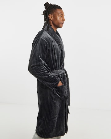 Striped Fleece Dressing Gown