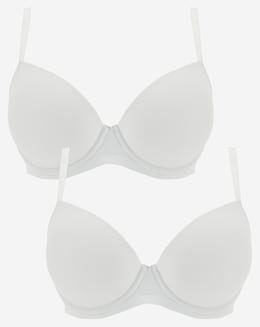 2 Pack Feather Touch Moulded T Shirt Bras B-F