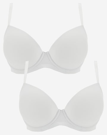 2 Pack Feather Touch Moulded T Shirt Bras B-F
