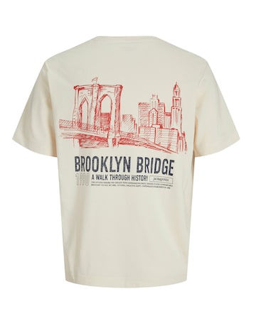 Jack & Jones Brooklyn Back Graphic T-Shirt - Cream