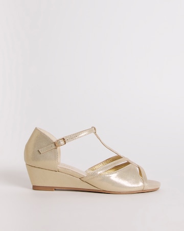 Closed Back T Bar Wedge Occasion Sandal - Wide Fit (E)