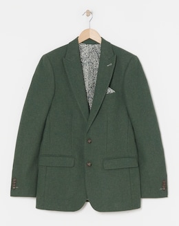 Green Wool Blend Suit Jacket