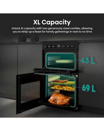 Hisense HDCEC5C10B 50cm Electric Double Cooker - Black
