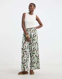 Printed Crinkle Wide Leg Trouser