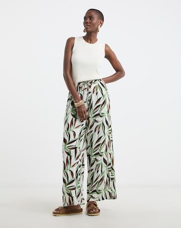 Printed Crinkle Wide Leg Trouser
