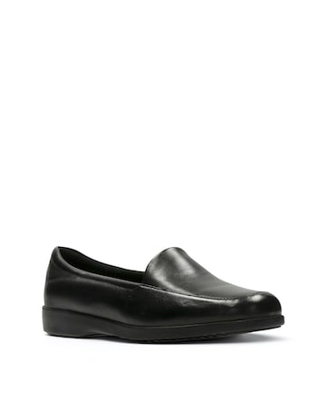 Clarks Black Georgia Shoes -Wide Fit (E)