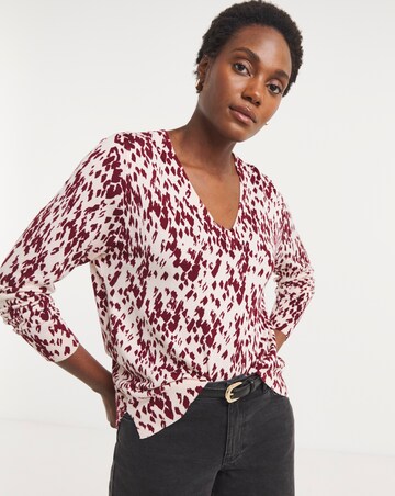 Print V Neck Jumper