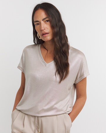 Pewter V Neck Foil T-Shirt