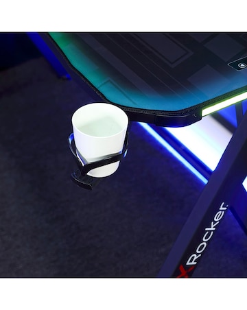 X Rocker Lumio Compact Gaming Desk with 3-Sided App-Controlled LED Lighting