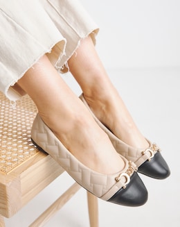 Ari Quilted Ballerinas With Trim - Extra Wide Fit (EEE)