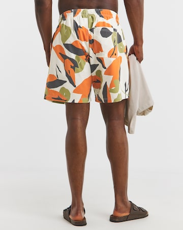 Jack & Jones Maui Print Swim Shorts - Orange/White