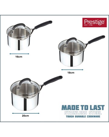 Prestige Made to Last 3 Piece Straining Saucepan Set