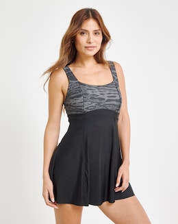 Sports Square Neck Swimdress With Shorts