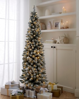 Pre-Lit Aspen Slim Flocked Christmas Tree