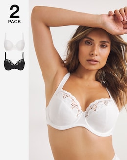 Pretty Secrets 2 Pack Elana Wired Full Cup Bras B-F - Black/White