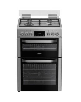 Hotpoint HDG6GDCWX 60cm Gas Double Cooker with Glass Lid Stainless Steel Install