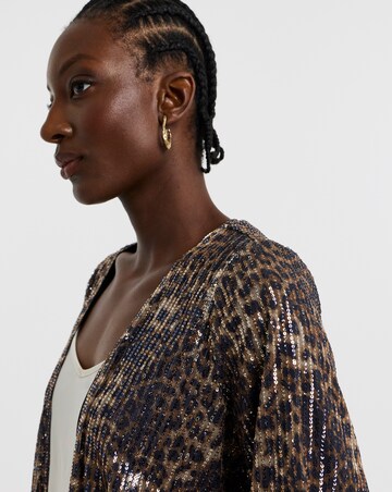 Leopard Sequin Short Kimono
