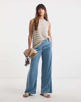 Light Blue Wide Leg Lyocell Jeans