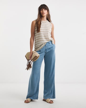 Light Blue Wide Leg Lyocell Jeans