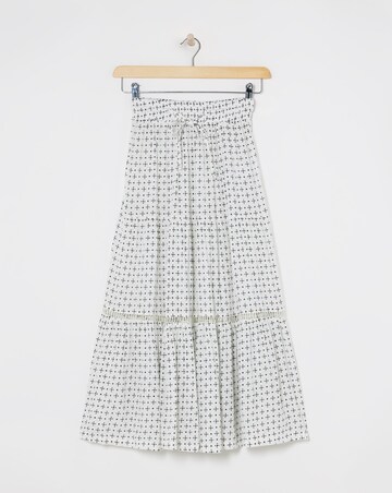 Natural Print Crinkle Midi Skirt