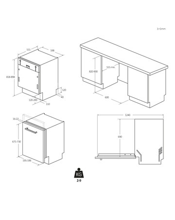 Candy Rapido CI 4C7L0W-80 WiFi Integrated Dishwasher 14 Place White Install