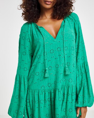 Beach to Beach Green Broderie Beach Dress