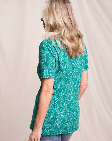 Julipa Printed Pure Cotton Ribbed Henley Top