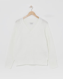 Ribbed Detail V Neck Jumper