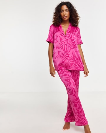 Figleaves Stretch Satin Button Through Pyjama Set