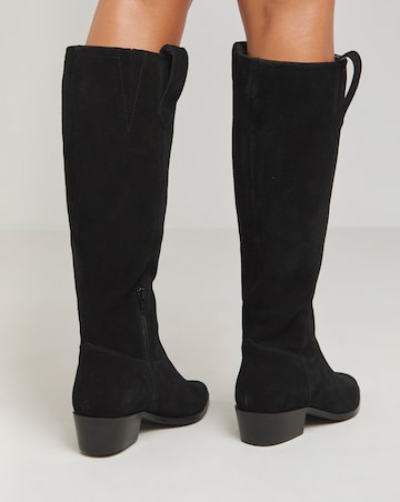 Yves Knee High Suede Cowboy Boots Extra Wide EEE Fit Curvy Calf