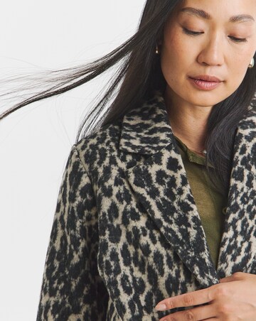 Animal Print Single Breasted Lined Coat
