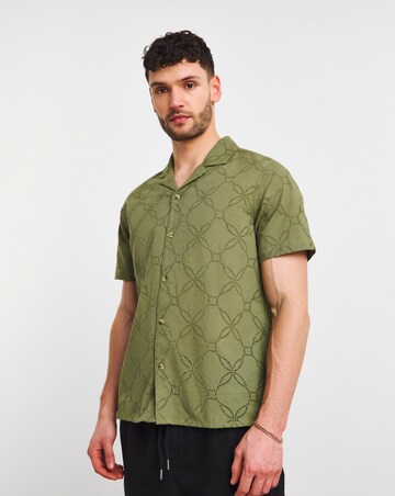 Cuban Collar Embroidery Shirt