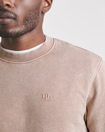 Union Garment Dyed Relaxed Fit Crew Neck Sweatshirt- Pink