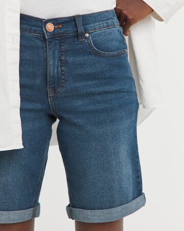 Mid Blue 24/7 Knee Denim Shorts