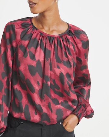 Printed Satin Raglan Sleeve Blouse