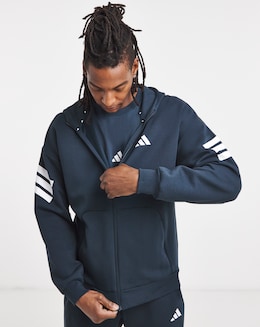 adidas Fleece 3 Stripe Full Zip Hoodie
