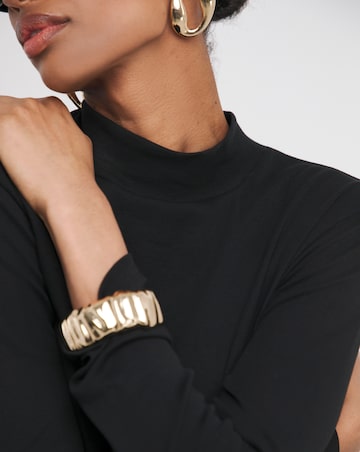 Pure Cotton Black Turtle Neck Long Sleeve Top